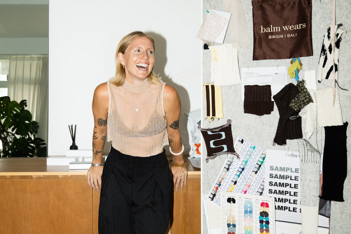 The gal behind balm wears