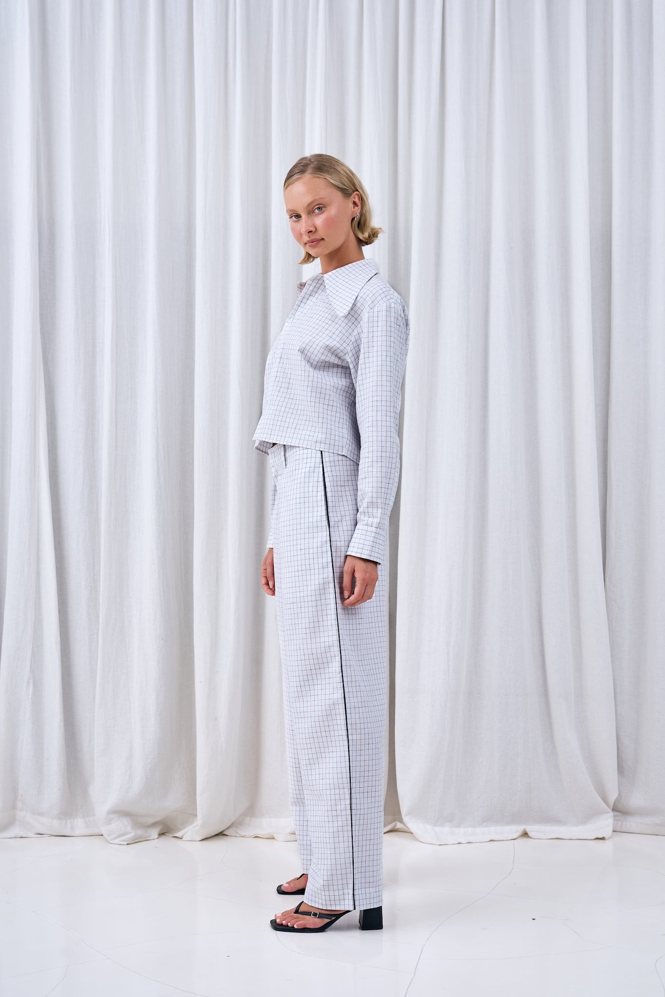 The Grid Linen Blouse