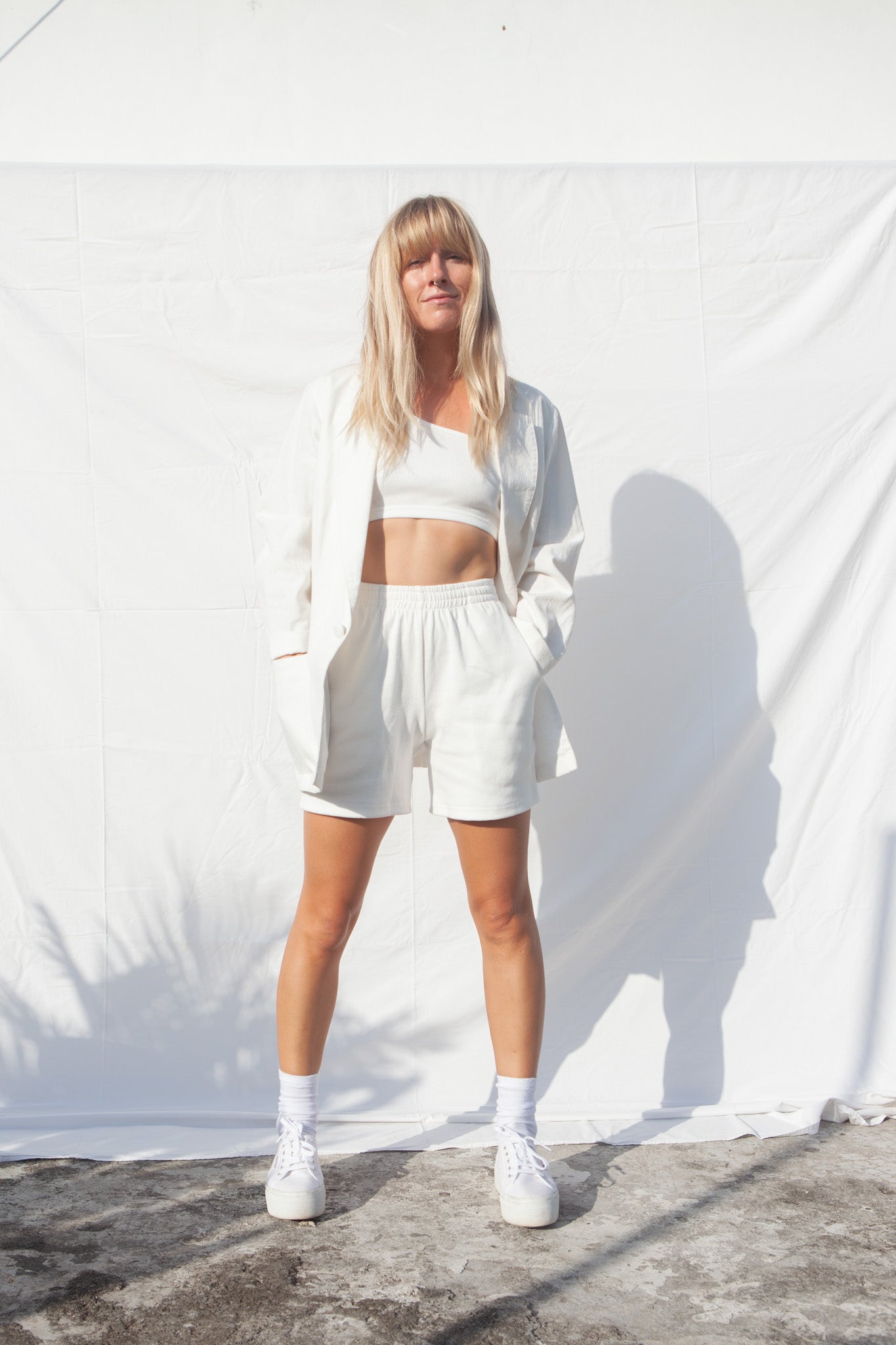 balm wears organic cotton rib short white