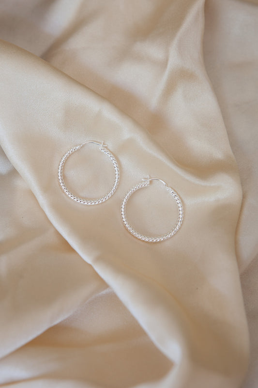 The Medium Twisted Hoops - Silver