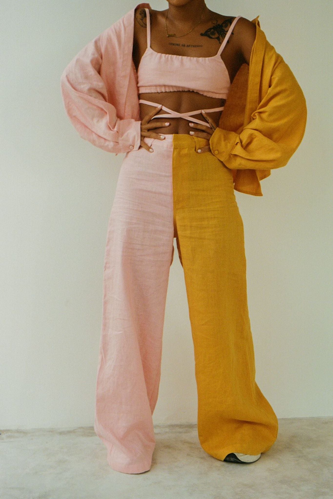 The Two Tone Wide Leg Trouser